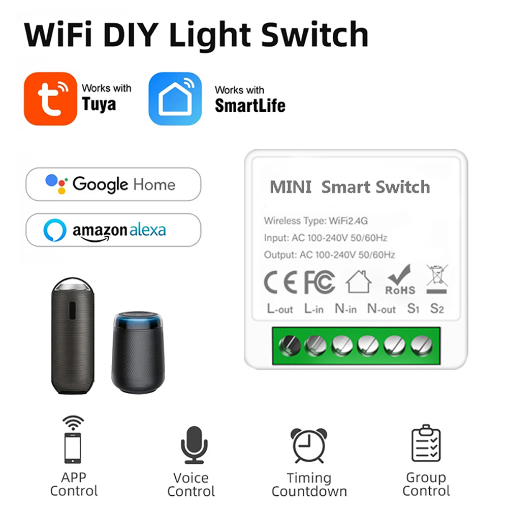 Control de vía Tuya Mini 16A W - Smart Home Automation Diy reseña y precio
