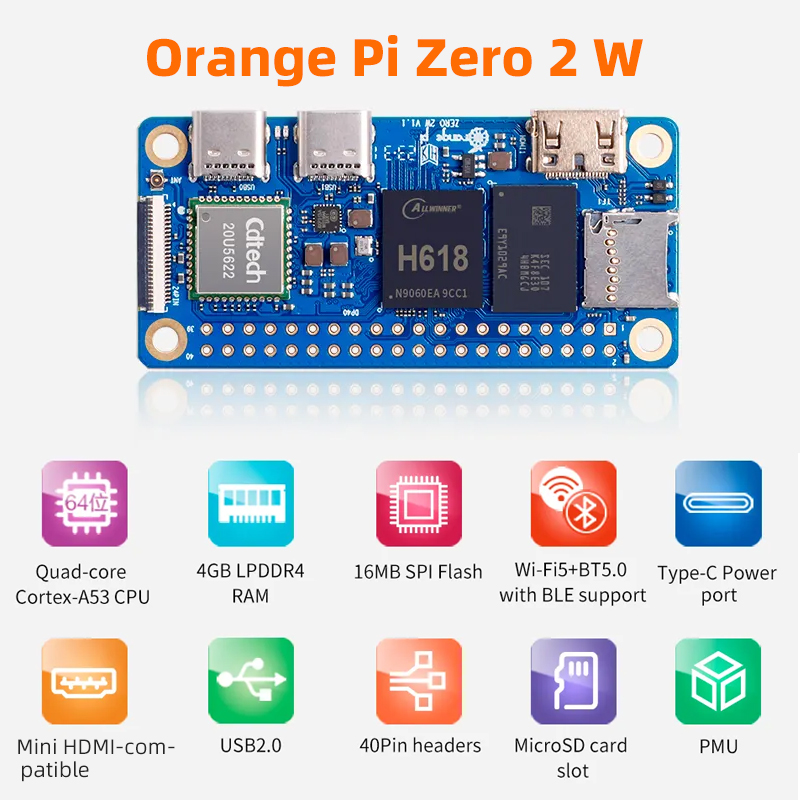 Orange Pi Zero 2W 4GB 2GB 1.5G - Pi Zero W Board reseña y precio